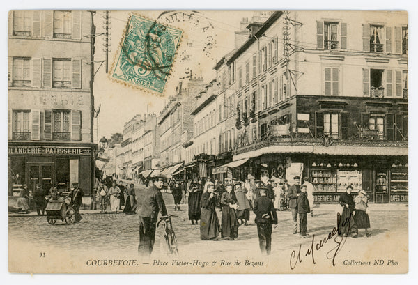 Vintage Wall Art Canvas - Courbevoie Place Victor Hugo Rue de Bezons (1904)