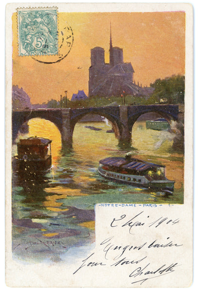 Paris Notre-Dame & River Seine Wall Art Canvas (05-02-1904)