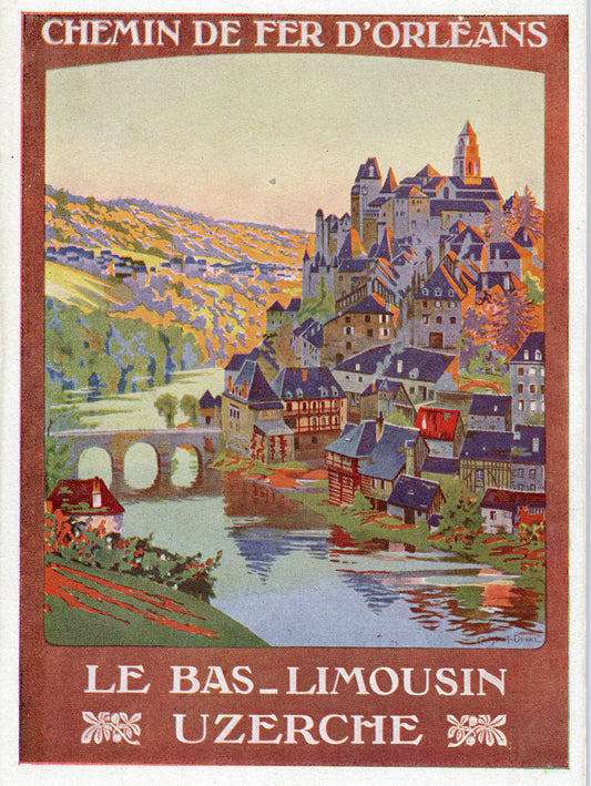 Vintage Wall Art Canvas - Chemin de Fer l'Orleans Le Bas Limousin Uzerche - (Mailed 1900-1910)