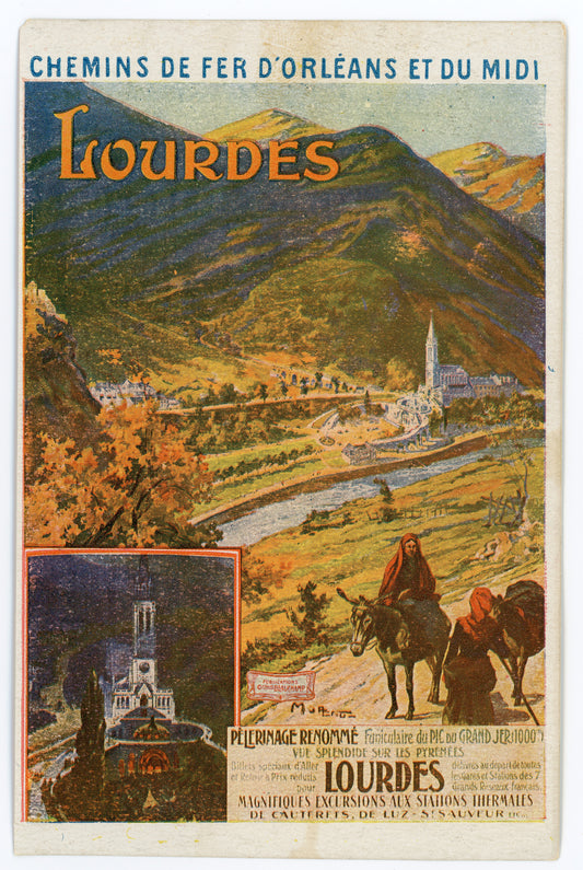 Vintage Wall Art Canvas - Chemin de Fer de l'Orléans et du Midi à Lourdes (Unused 1900-1910)