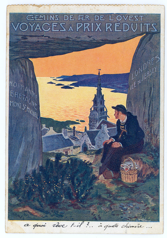 Vintage Wall Art Canvas - Chemin de Fer Lovst Voyages à Prix Reduits (12-16-1908)