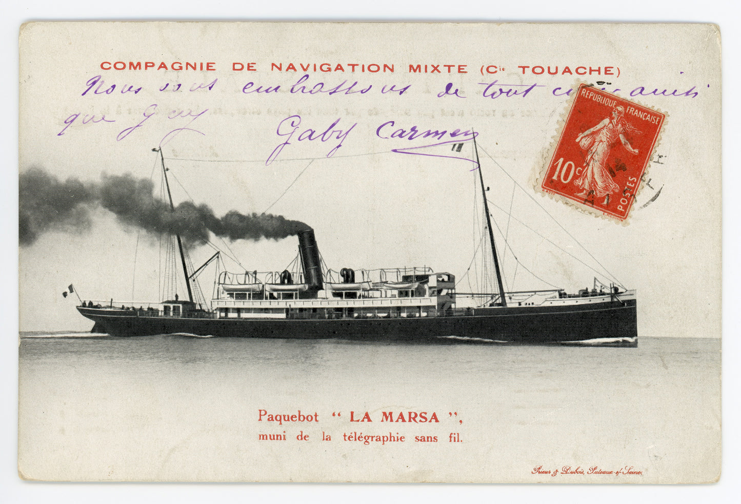 Vintage Wall Art Canvas - Steamship La Marsa (04-15-1914)