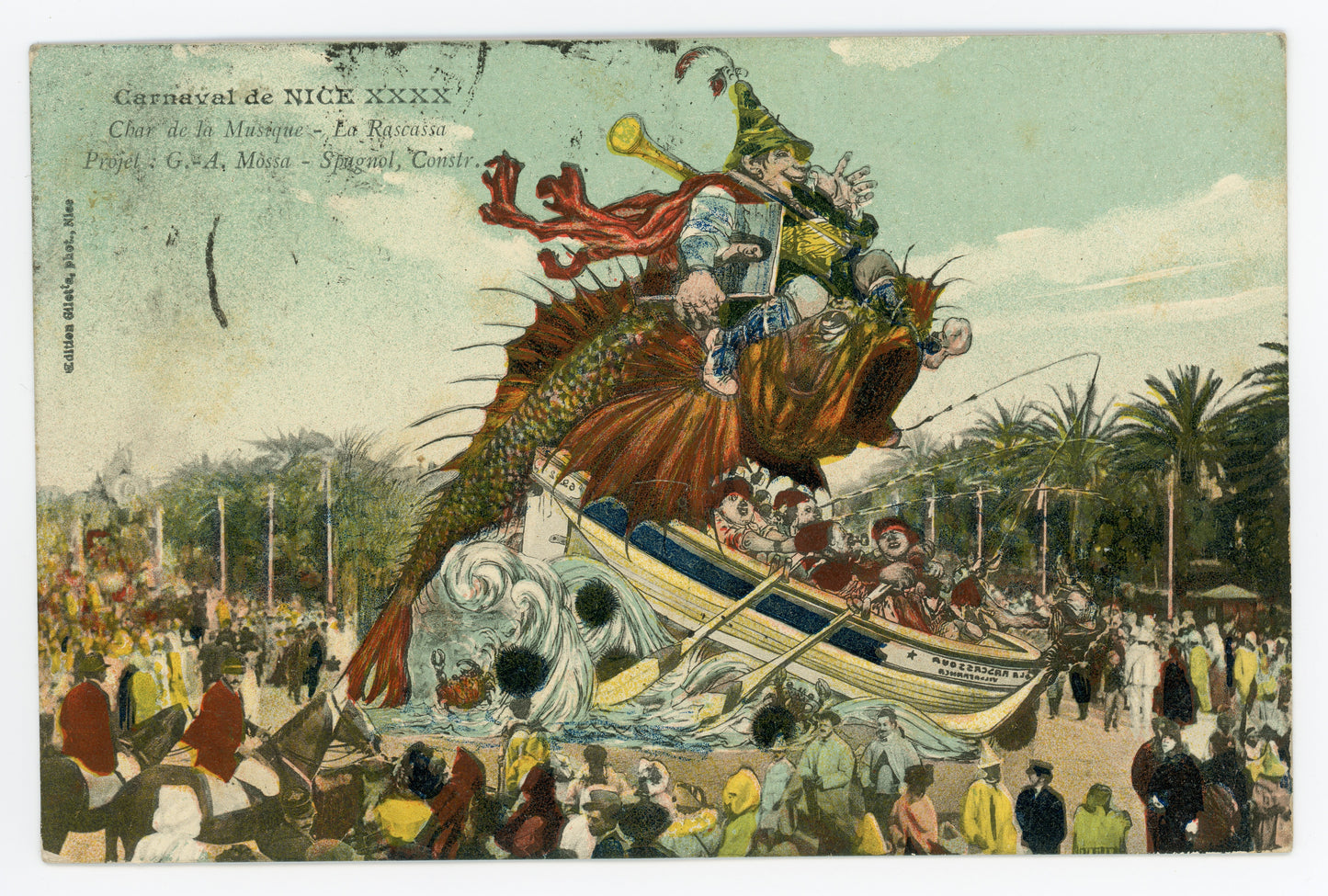 Vintage Wall Art Canvas - 40th Carnaval: Char de la Musique La Rascassa (Mailed 02-22-1912)