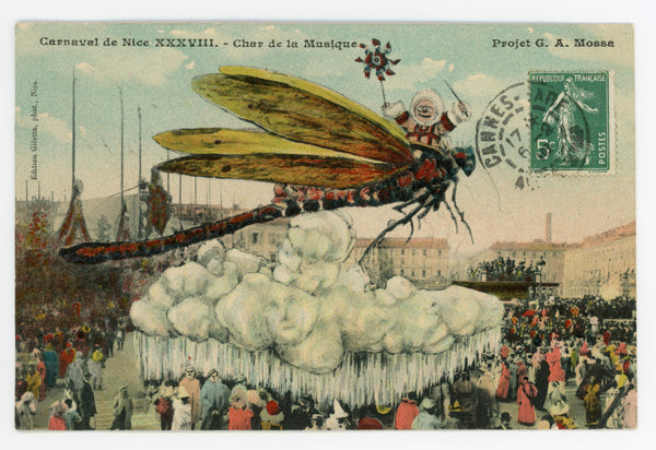 Vintage Wall Art Canvas - 38th Carnaval: Dragonfly (Mailed 02-06-1910)