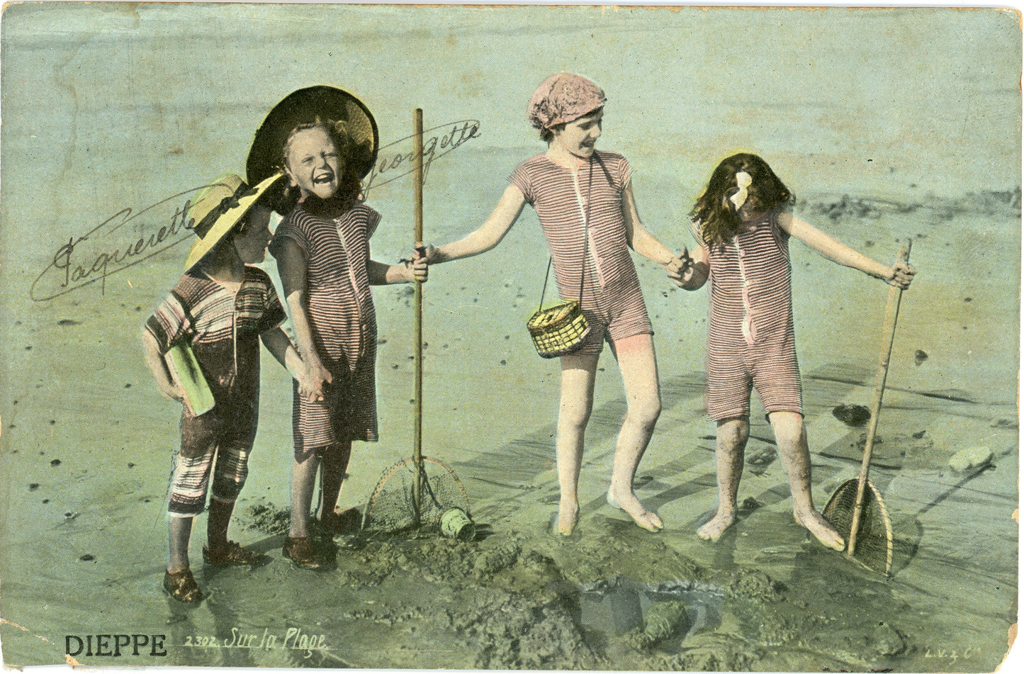 Four Children Playing on the beach DIEPPE