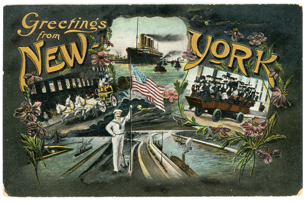 Vintage Greetings from New York Wall Art Canvas (Mailed 01-29-1905)