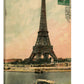 Vintage Eiffel Tower Wall Art Canvas: 1914 Lithograph (06-02-1914)