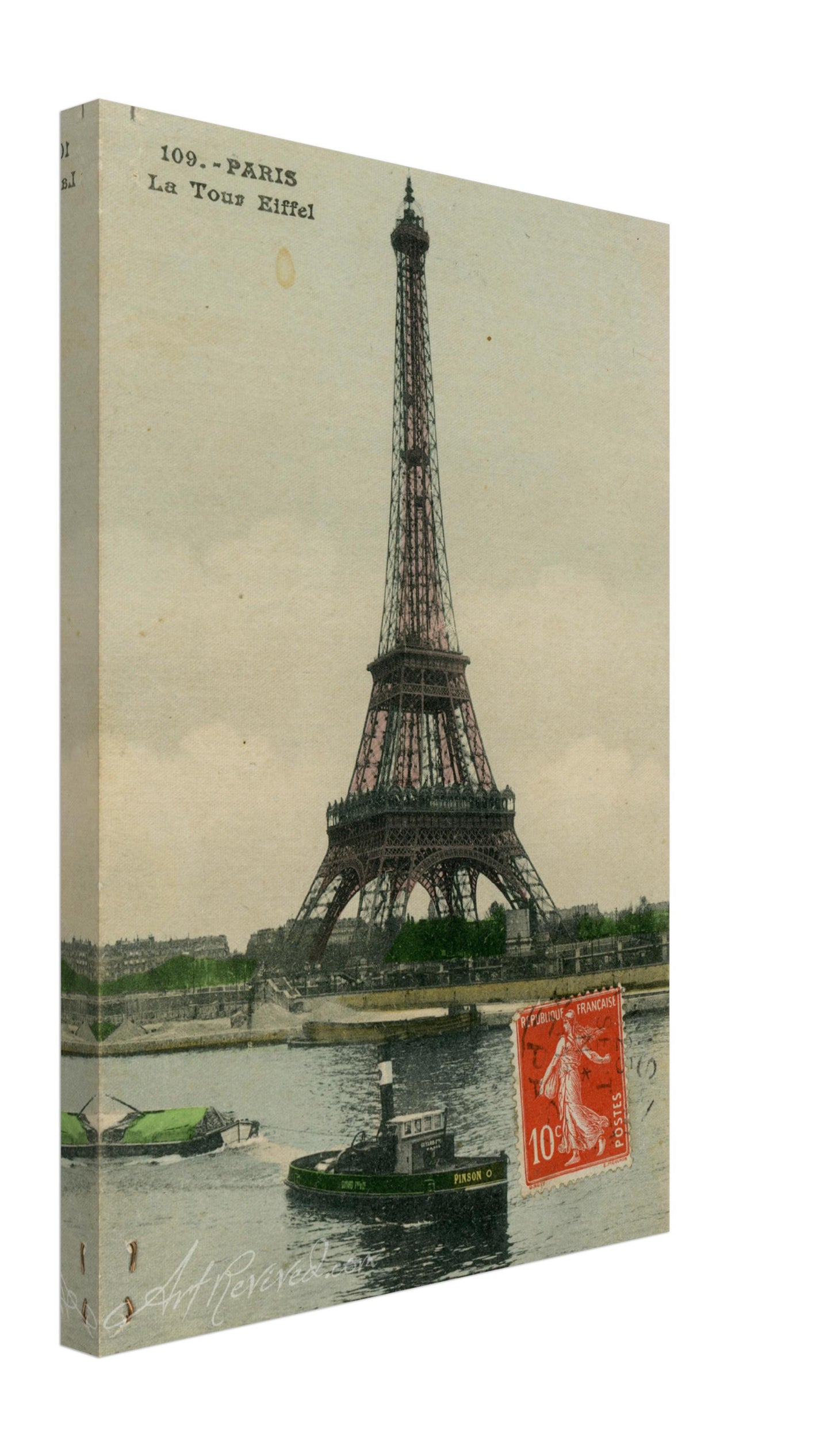 The Eiffel Tower (Lithograph) Tugs on the River Seine