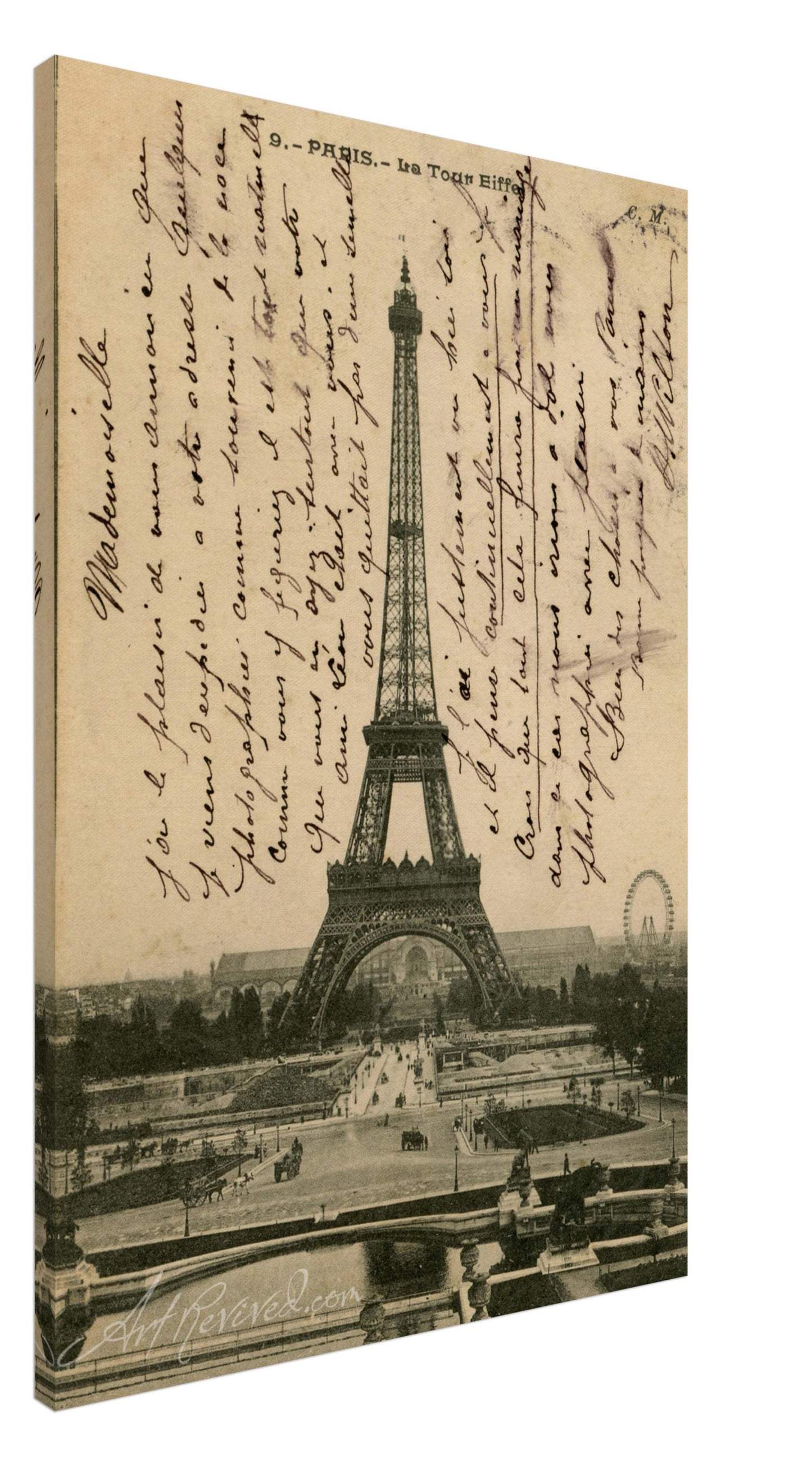 Vintage Eiffel Tower Wall Art Canvas: Roue in Background Ferris Wheel (08-03-1904)