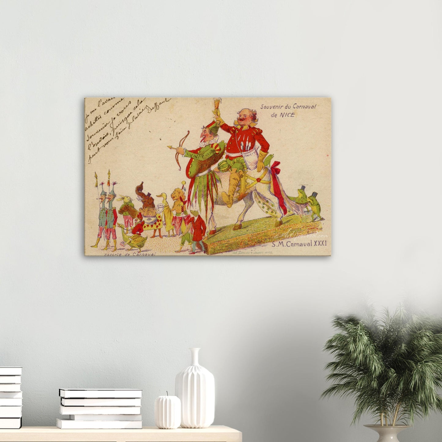 Vintage Wall Art Canvas - 31st Carnaval de Nice: Escorted by Tribe of Animals (Mailed 1904)