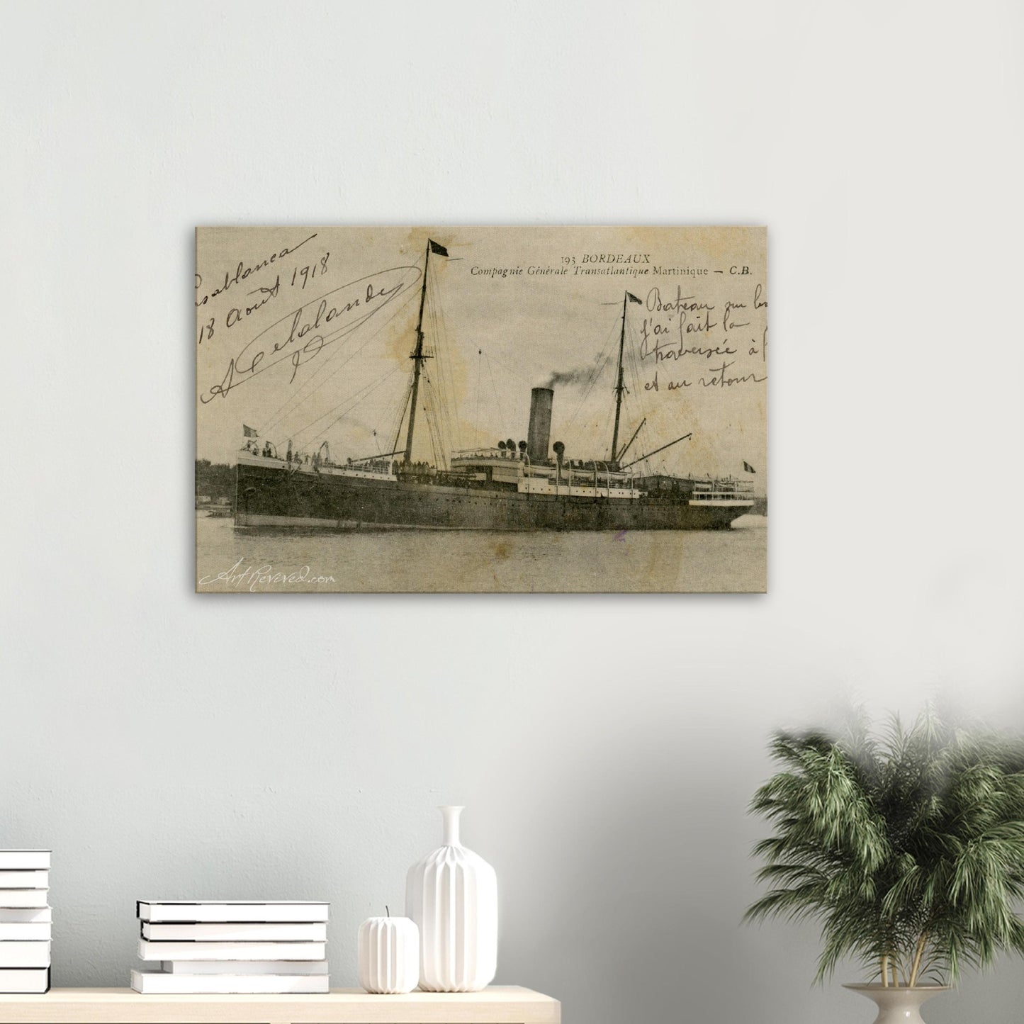 Vintage Wall Art Canvas - Steamship Bordeaux (08-18-1918)