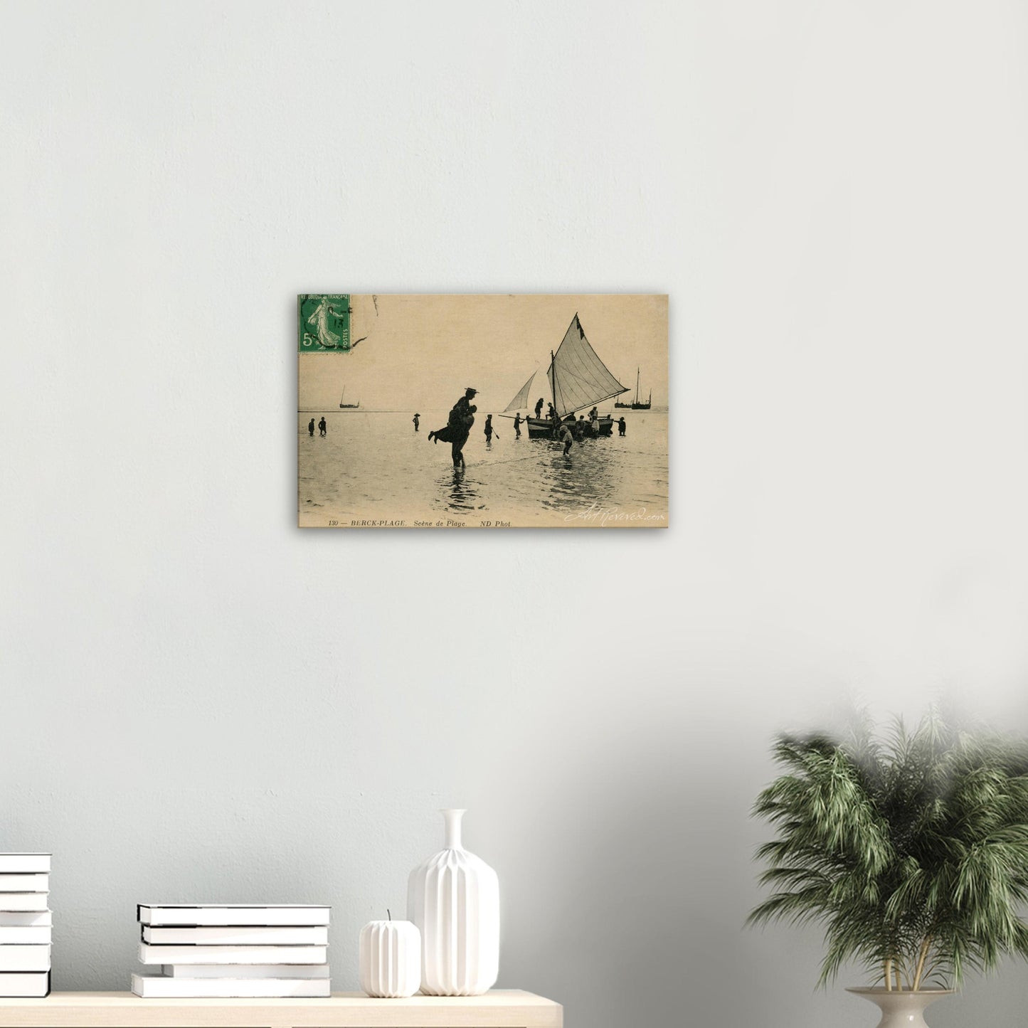 Vintage Berck Plage Leaving for the Beach Wall Art Canvas Art (Mailed 05-09-1913)