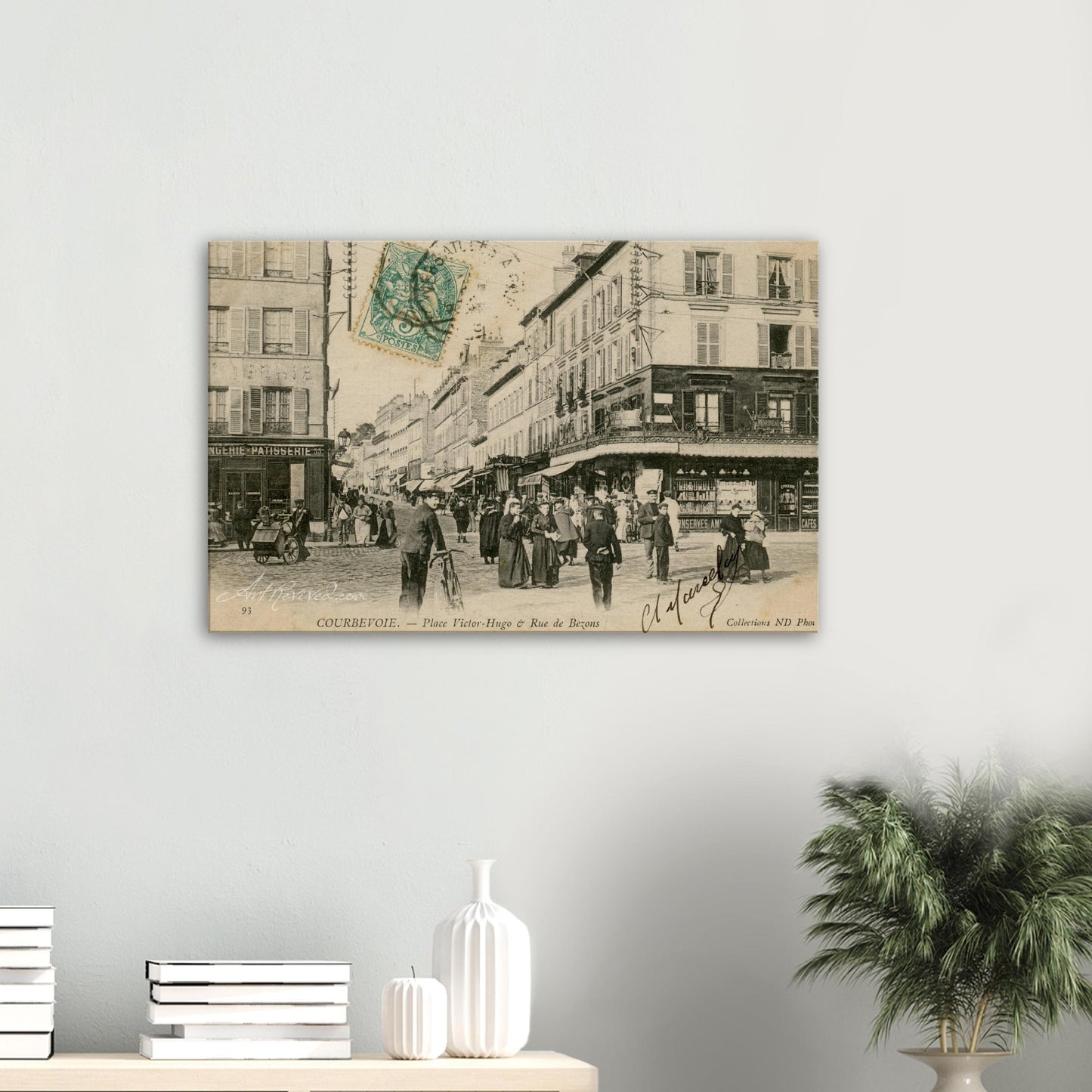 Vintage Wall Art Canvas - Courbevoie Place Victor Hugo Rue de Bezons (1904)