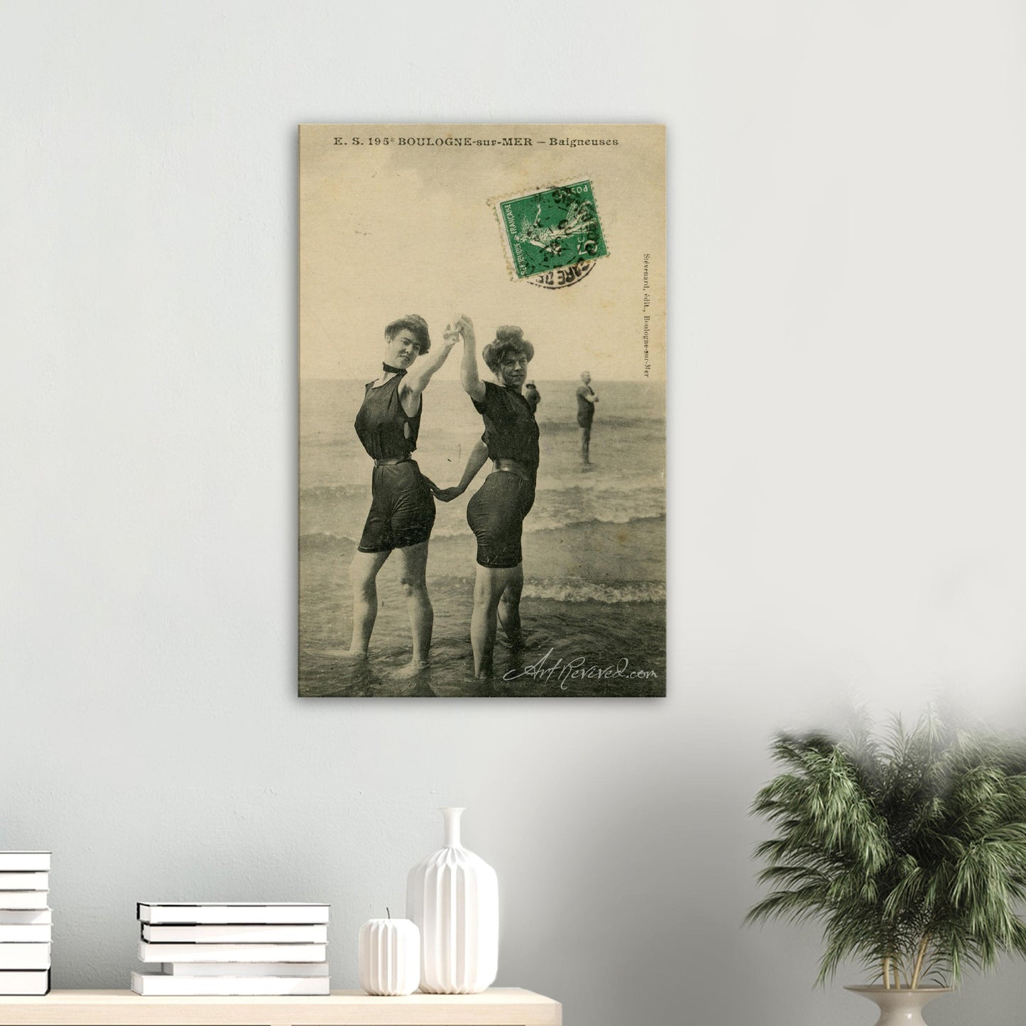 Vintage Wall Art Canvas - Boulogne-sur-Mer: Swimmers (Mailed 07-25-1909)