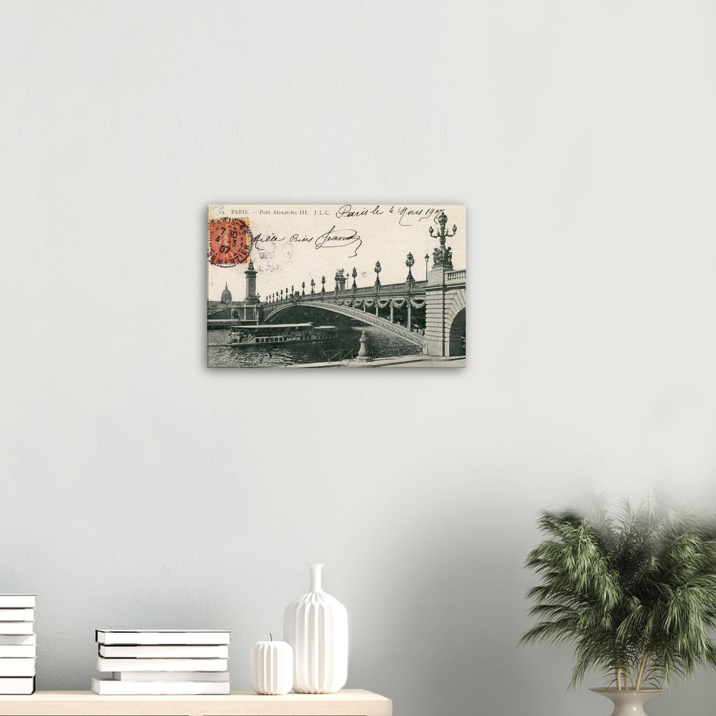 Vintage Paris Pont Alexandre III Wall Art Canvas (Mailed: 03-04-1907)