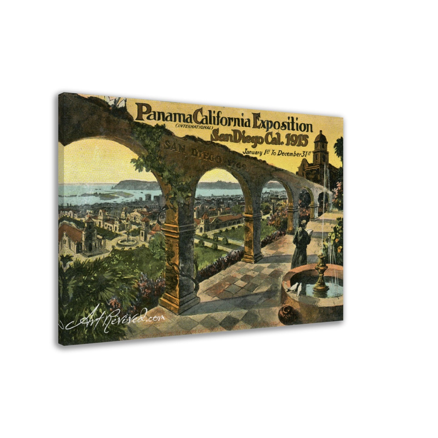 Panama-California Expo 1915 San Diego Vintage Wall Art Canvas (Unused 1915)