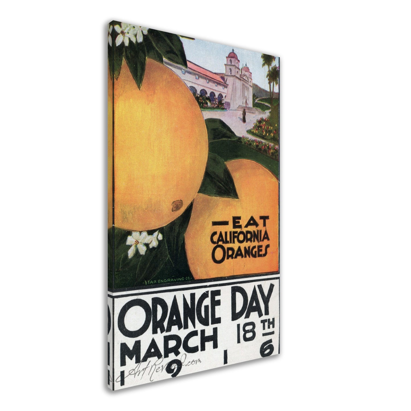 Orange Day California March 18th 1916 Vintage Wall Art Canvas (1916)