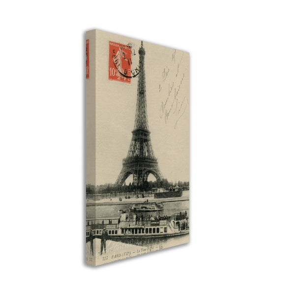 Vintage Eiffel Tower Wall Art Canvas: River Seine & Bateaux-Mouche (12-02-1911)