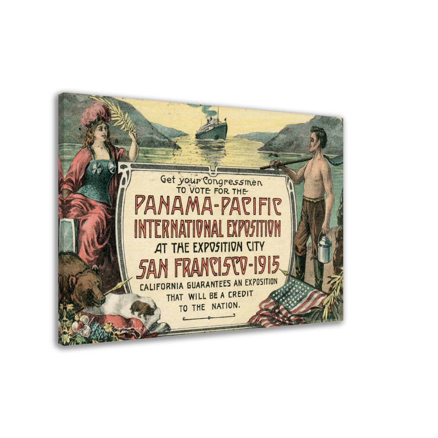 Panama-Pacific Expo San Francisco CA 1915 Steamship Entering Harbor