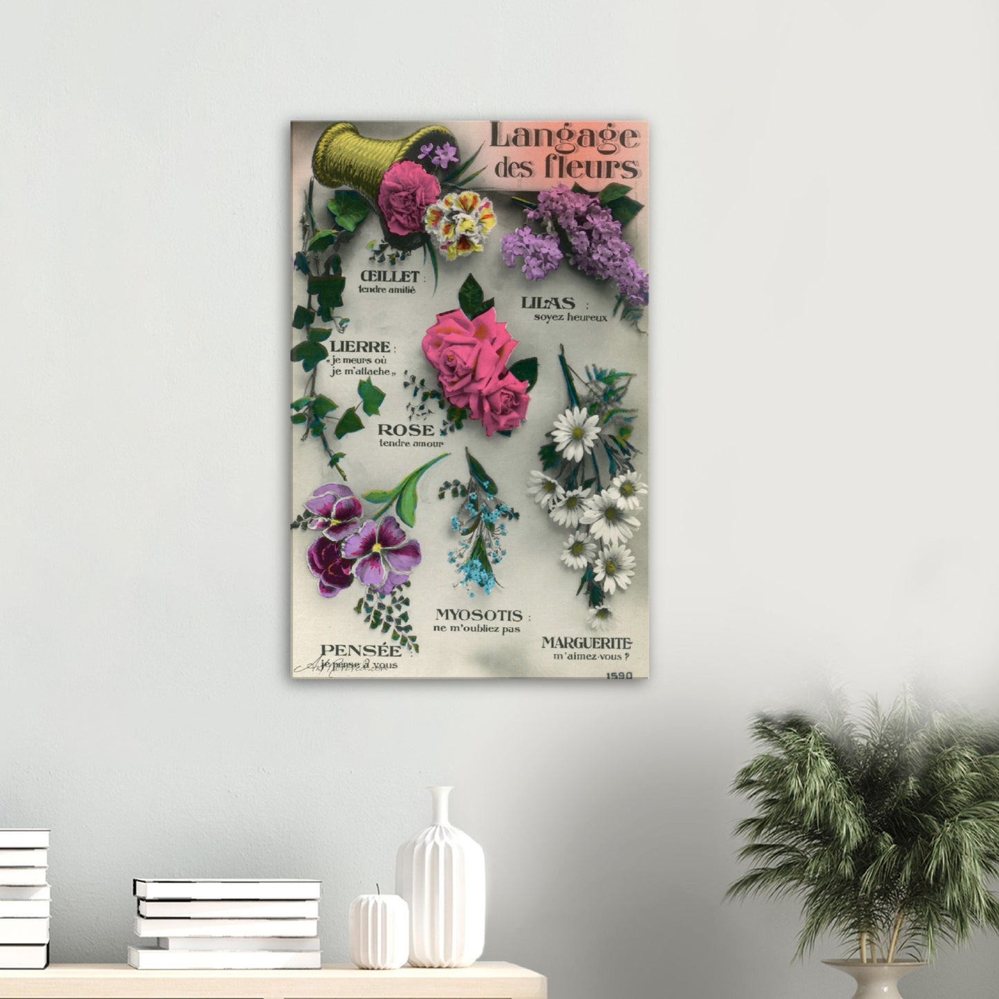 Language of Flower: Seven Flowers Vintage Wall Art Canvas (1900-1910)