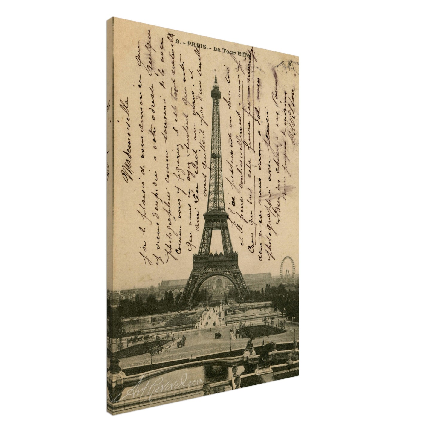 Vintage Eiffel Tower Wall Art Canvas: Roue in Background Ferris Wheel (08-03-1904)