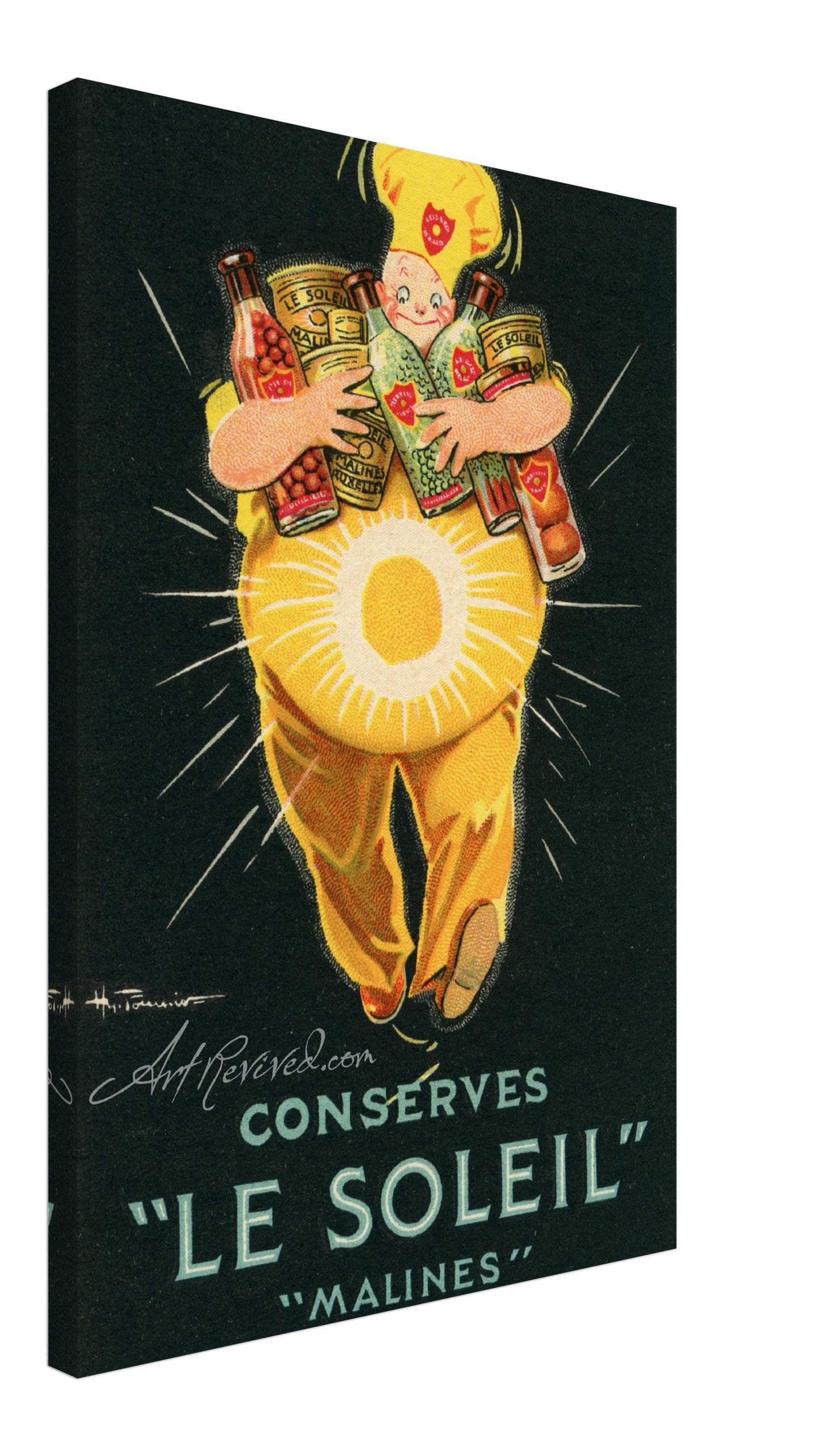 Vintage Wall Art Canvas - Le Soleil Conserves Malines (Unused 1910-1920)