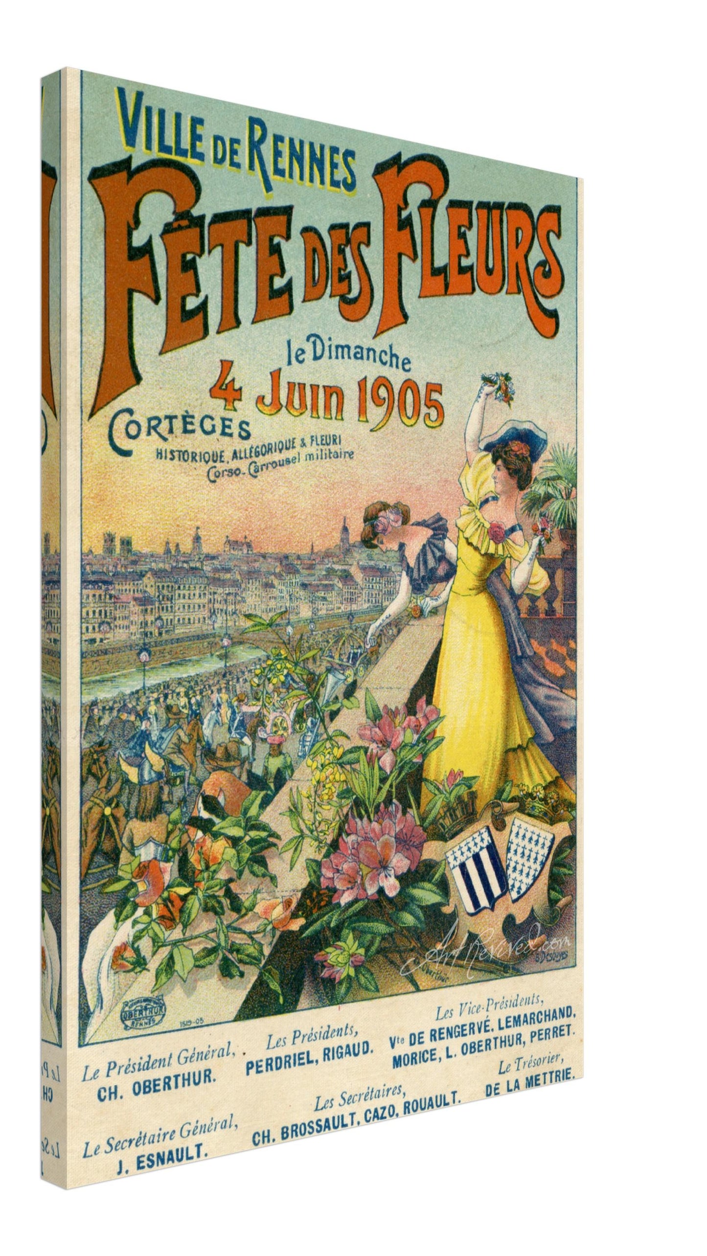 Vintage Wall Art Canvas - Ville de Rennes (Fête des Fleurs, 4 Juin 1905) - Mailed 05-31-1905