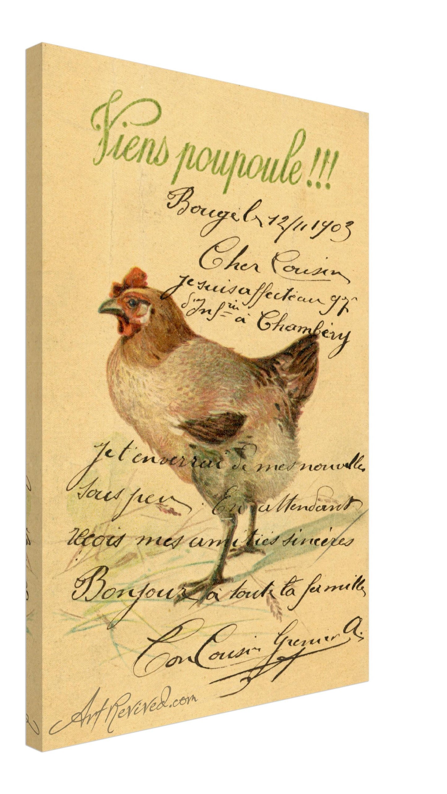 Vintage Wall Art Canvas - Hen Come Chick (11-12-1903)