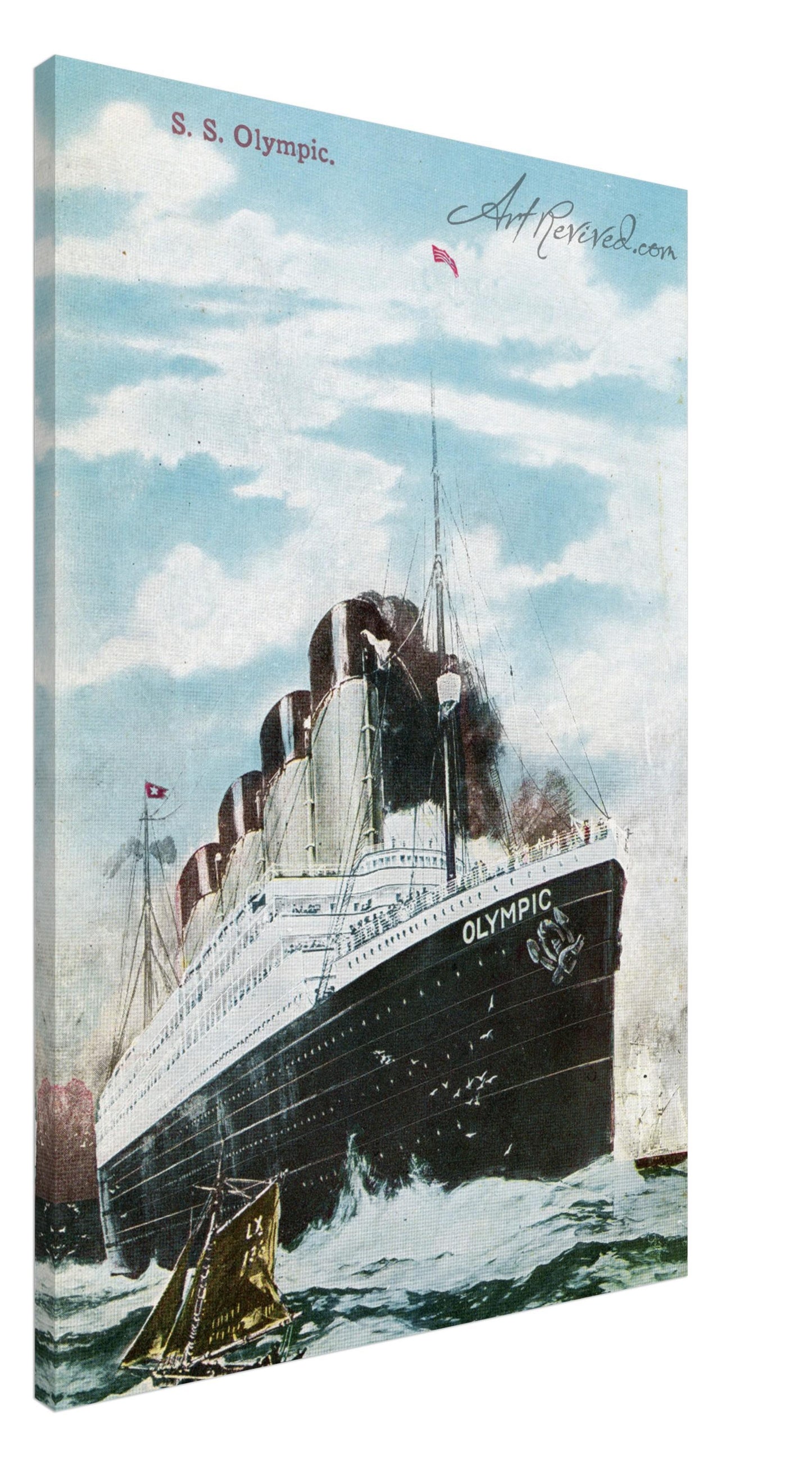 Vintage White Star Line SS Olympic Wall Art Canvas (Mailed Unused 1900-1910)