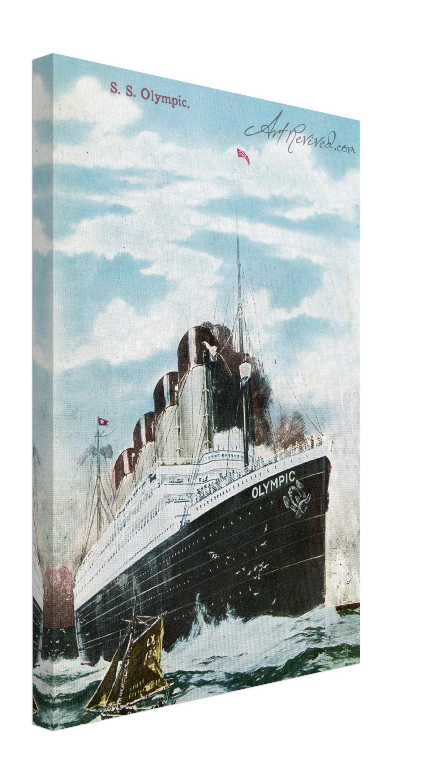 Vintage White Star Line SS Olympic Wall Art Canvas (Mailed Unused 1900-1910)