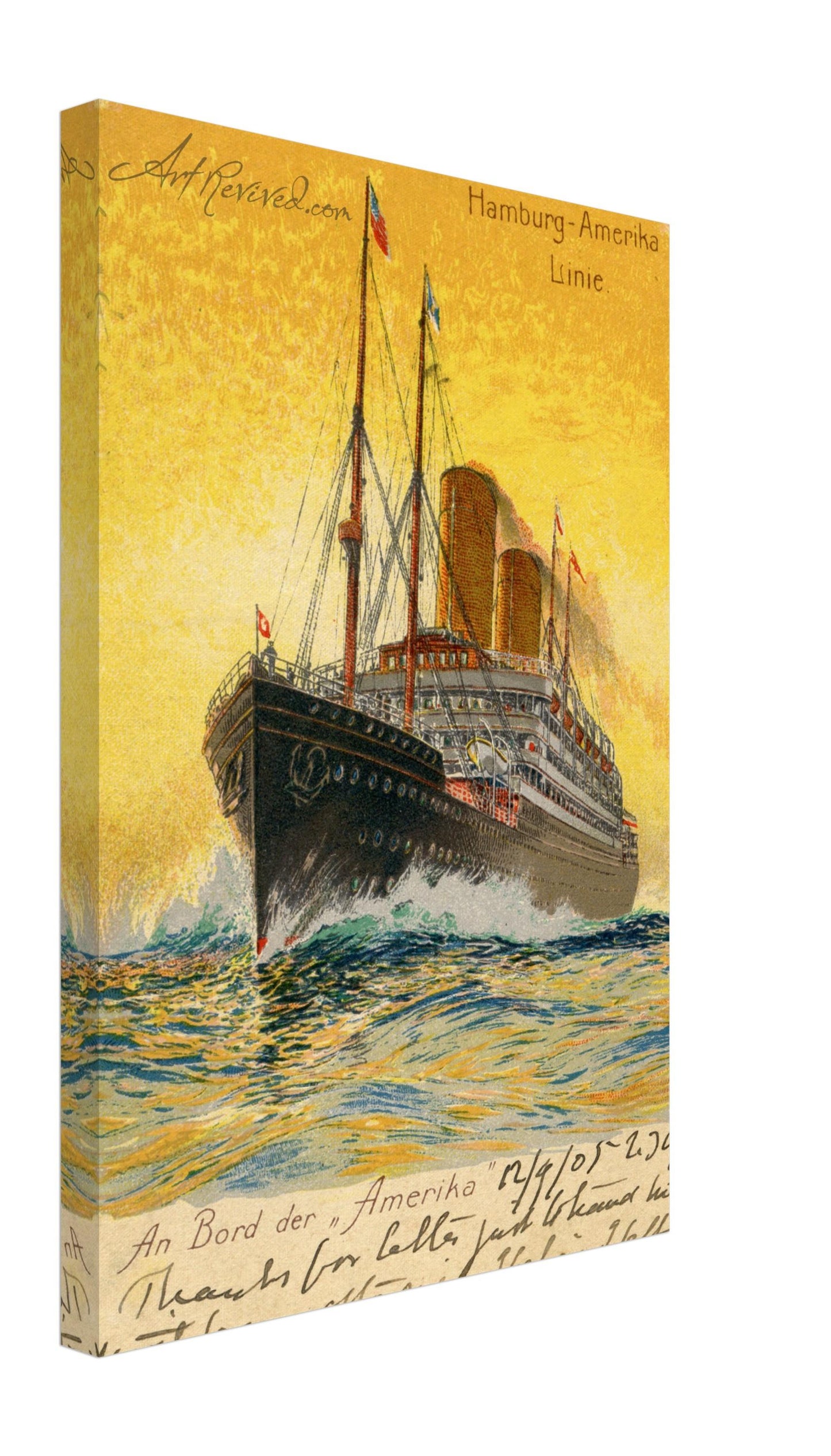 Vintage Wall Art Canvas - Hamburg Amerika Line, Amerika (Mailed 12-09-1905)