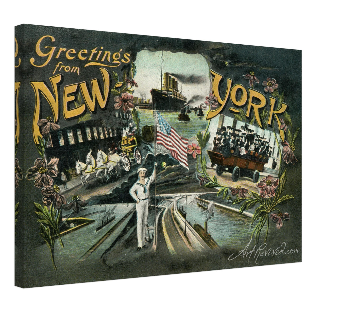 Vintage Greetings from New York Wall Art Canvas (Mailed 01-29-1905)