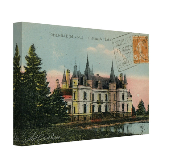 Chateau de L'Echo Vintage Postcard Canvas: Historic French Art (1910-1920)