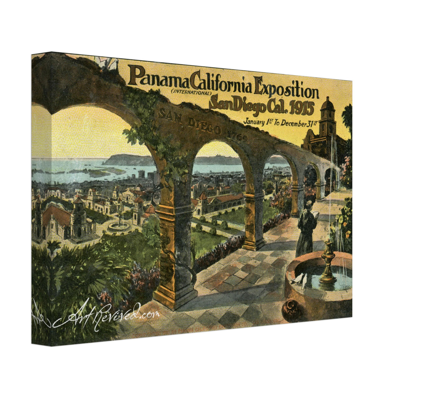 Panama-California Expo 1915 San Diego Vintage Wall Art Canvas (Unused 1915)