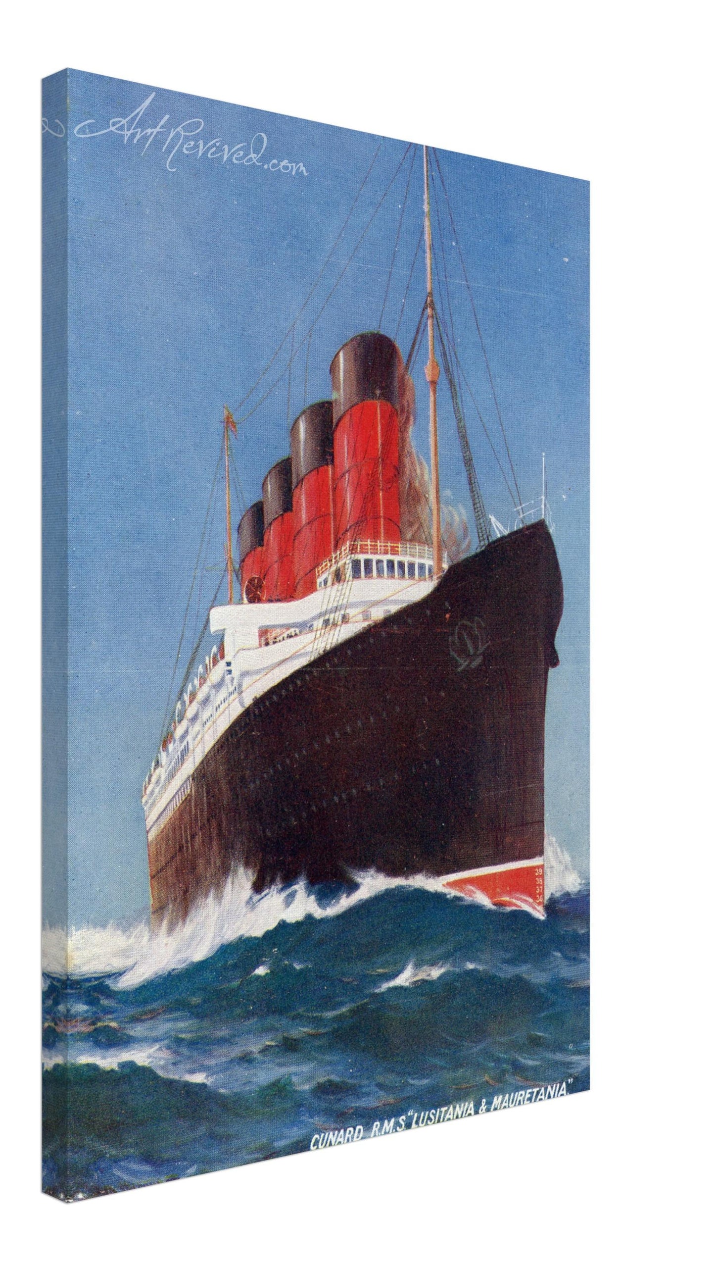 Vintage Cunard Line RMS Lusitania & Mauretania Wall Art Canvas (Mailed Unused 1900-1910)