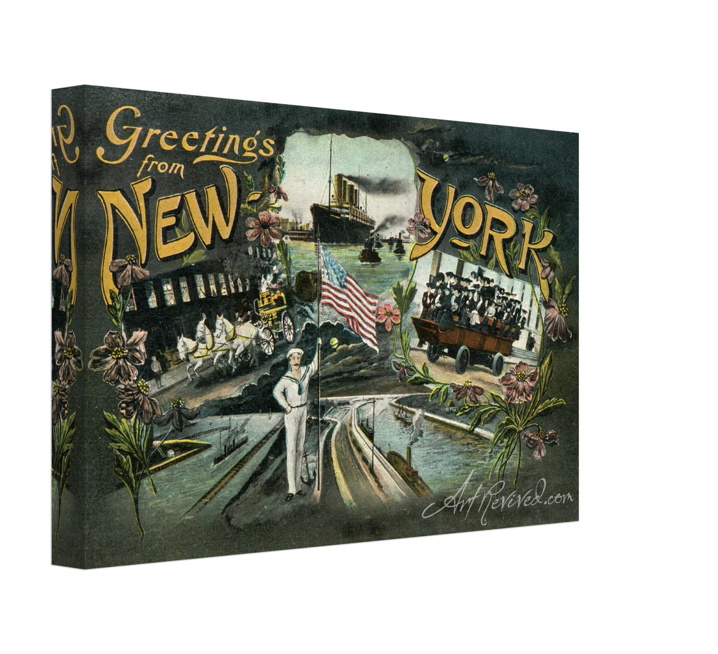 Vintage Greetings from New York Wall Art Canvas (Mailed 01-29-1905)