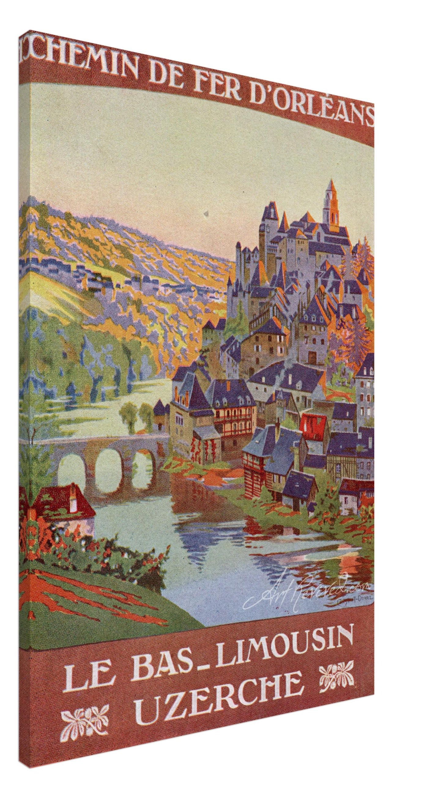 Vintage Wall Art Canvas - Chemin de Fer l'Orleans Le Bas Limousin Uzerche - (Mailed 1900-1910)