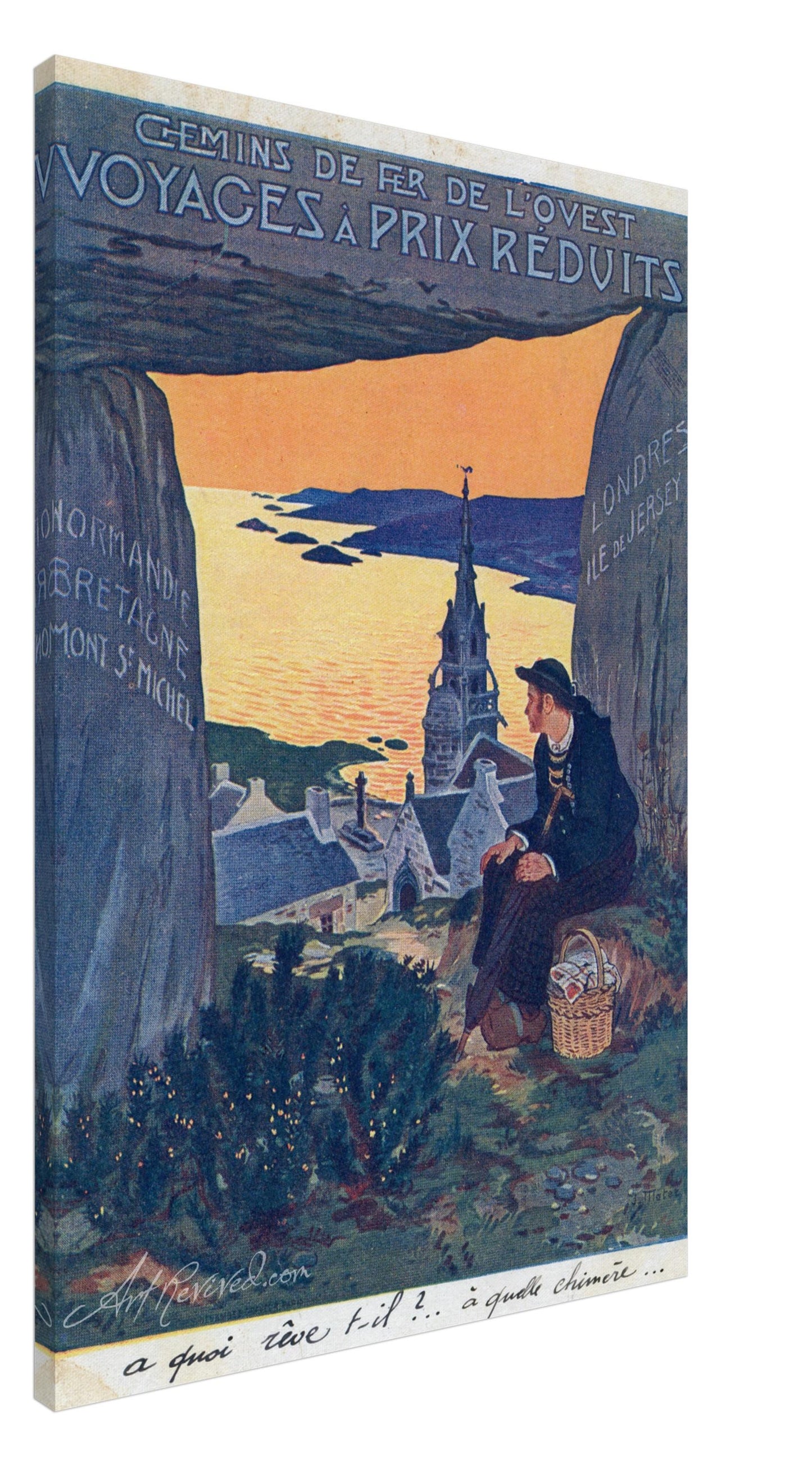 Vintage Wall Art Canvas - Chemin de Fer Lovst Voyages à Prix Reduits (12-16-1908)