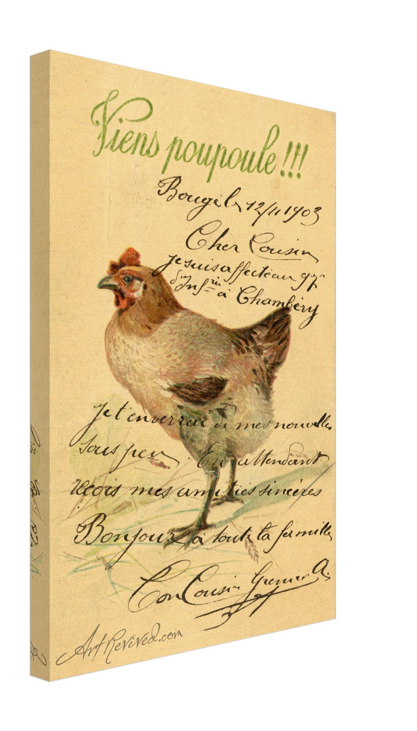 Vintage Wall Art Canvas - Hen Come Chick (11-12-1903)