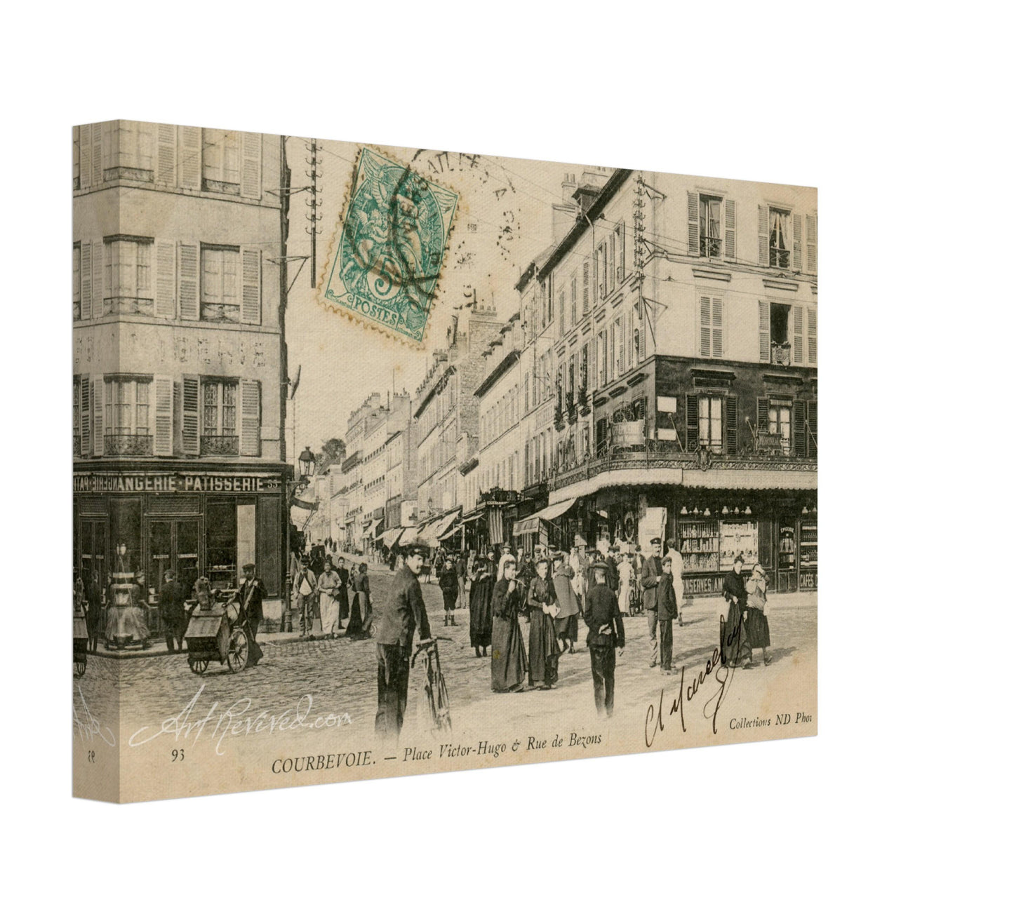 Vintage Wall Art Canvas - Courbevoie Place Victor Hugo Rue de Bezons (1904)