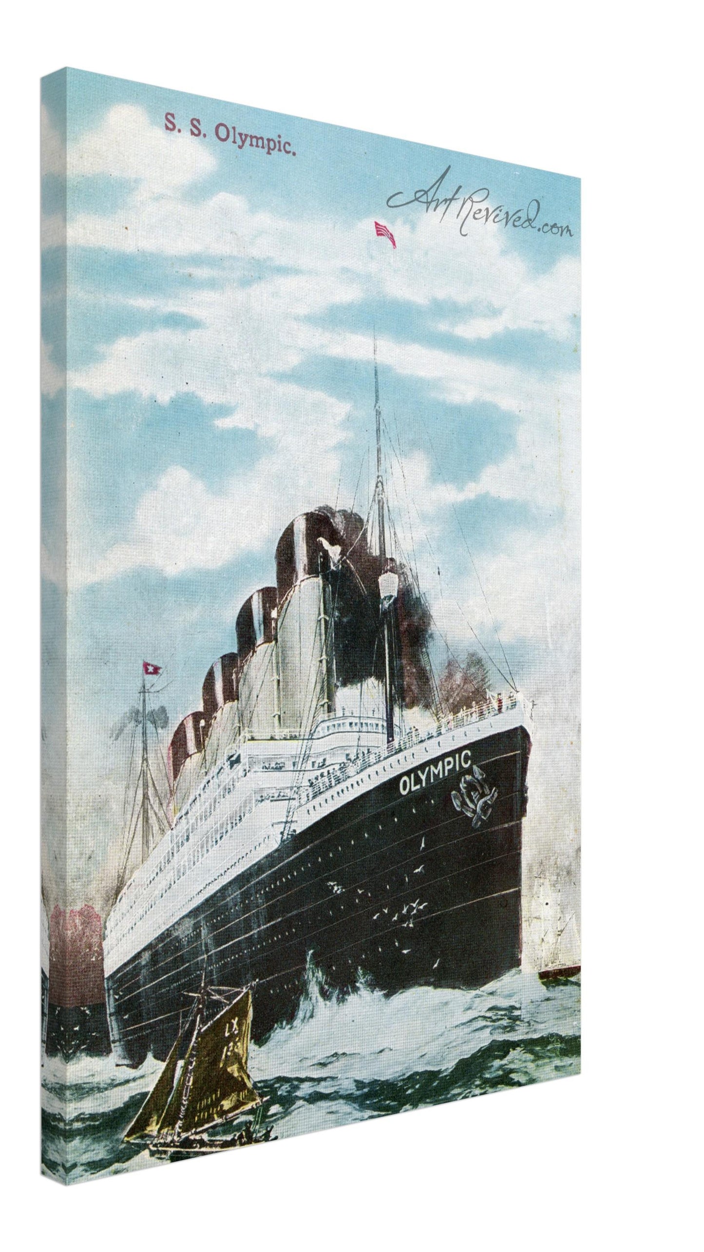 Vintage White Star Line SS Olympic Wall Art Canvas (Mailed Unused 1900-1910)