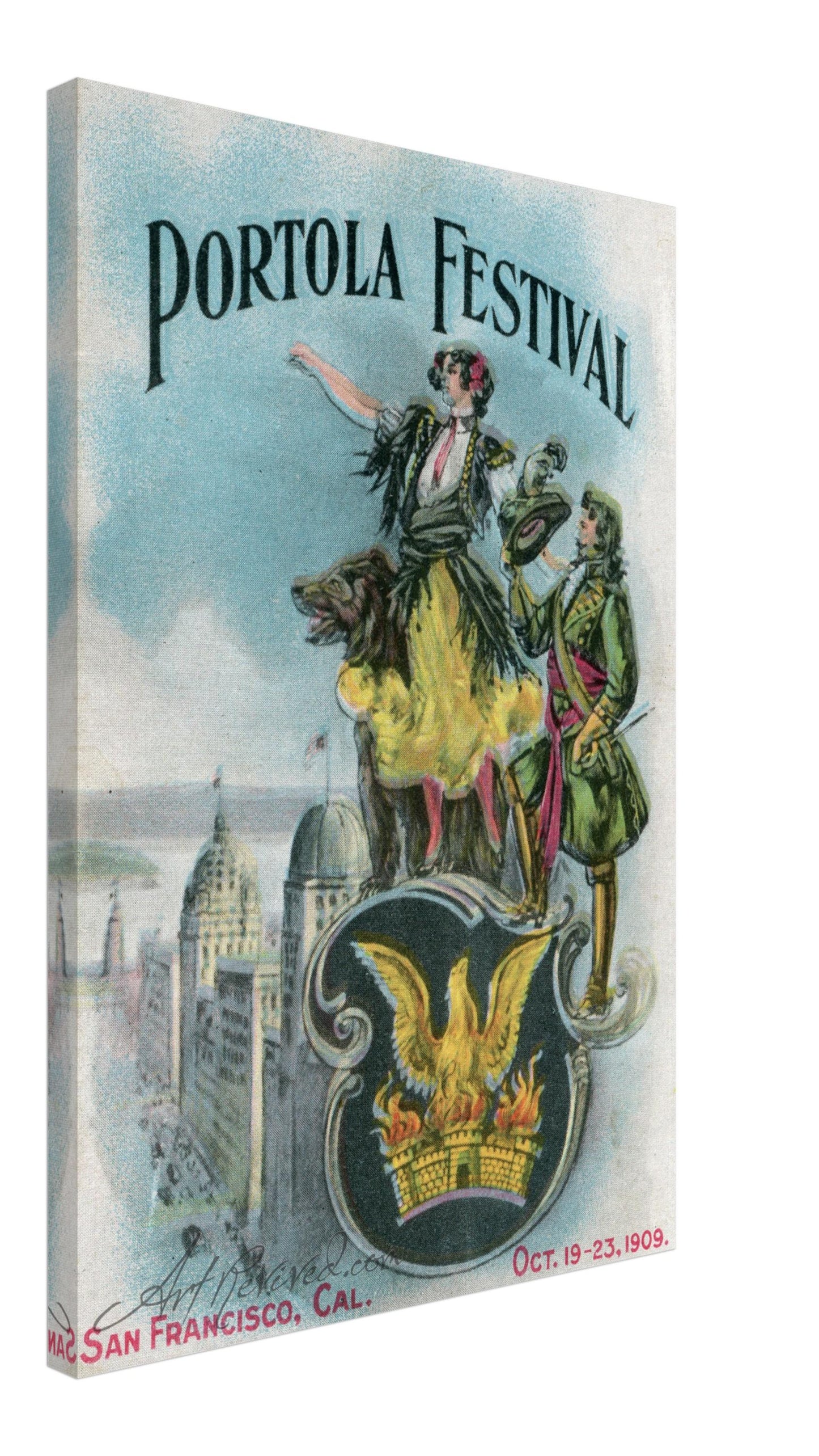 Portola Festival San Francisco October 1910 Vintage Wall Art Canvas (Unused 1909)