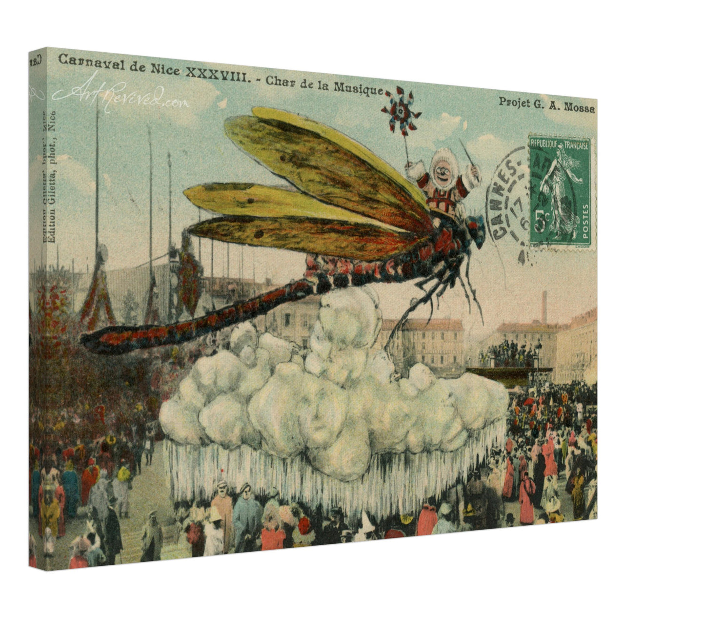 Vintage Wall Art Canvas - 38th Carnaval: Dragonfly (Mailed 02-06-1910)