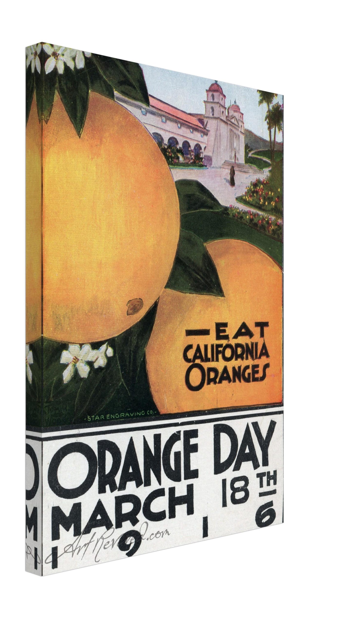 Orange Day California March 18th 1916 Vintage Wall Art Canvas (1916)