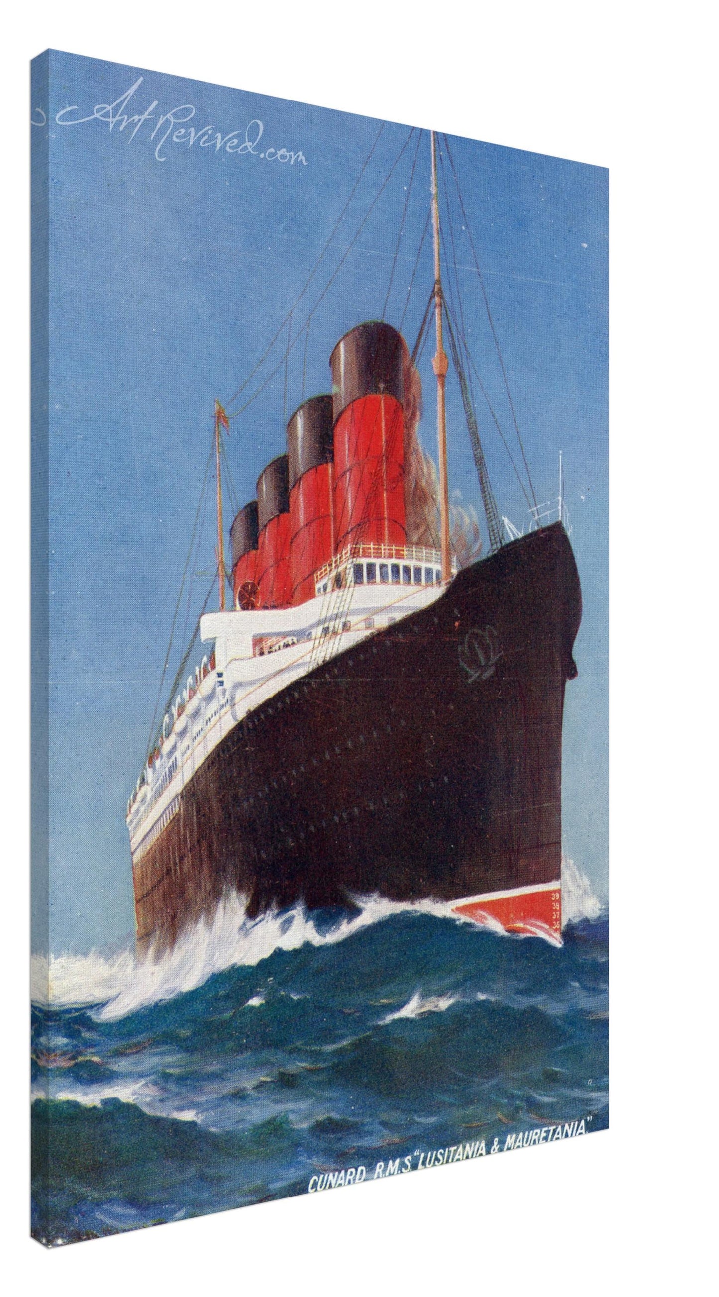 Vintage Cunard Line RMS Lusitania & Mauretania Wall Art Canvas (Mailed Unused 1900-1910)